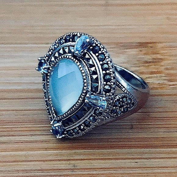Thailand Jewelry - $78  Fashion Estate Ring  Sterling Silver  Size 9  Marked NF 925 THAILAND